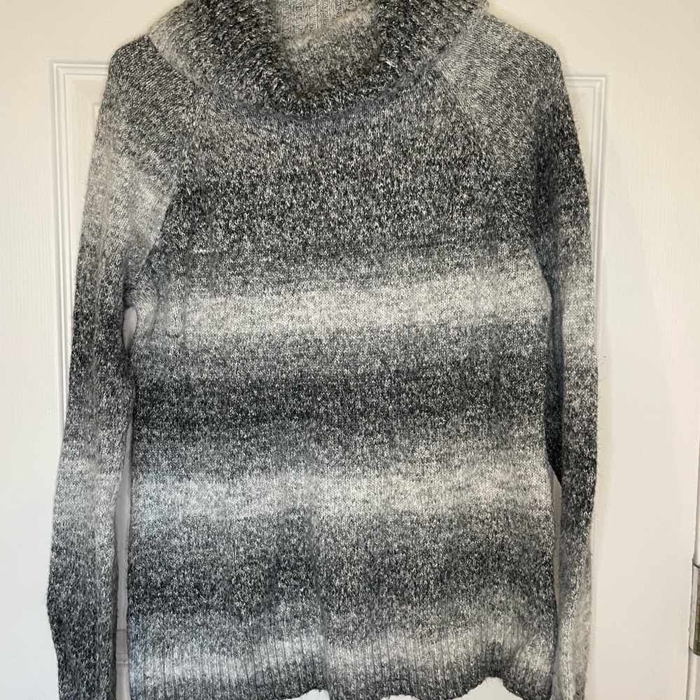 Columbia Gray Cowl Neck Sweater with Ombre Stripes